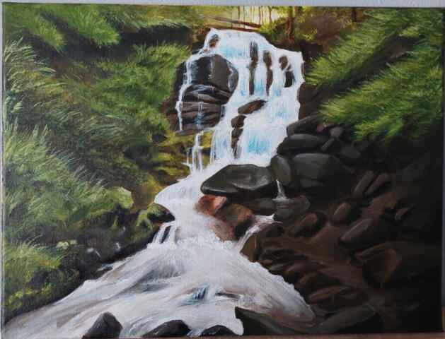 Carpathian waterfall Ukraine - Acrylics
