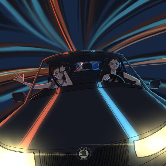 Car drive illustration